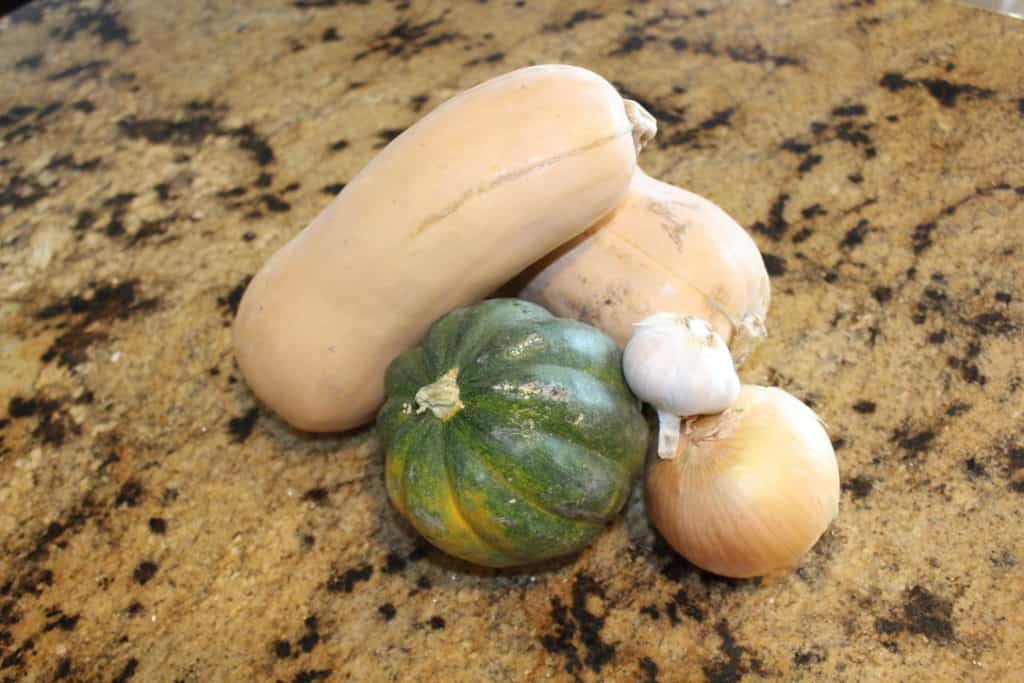 winter squash, garlic and onion